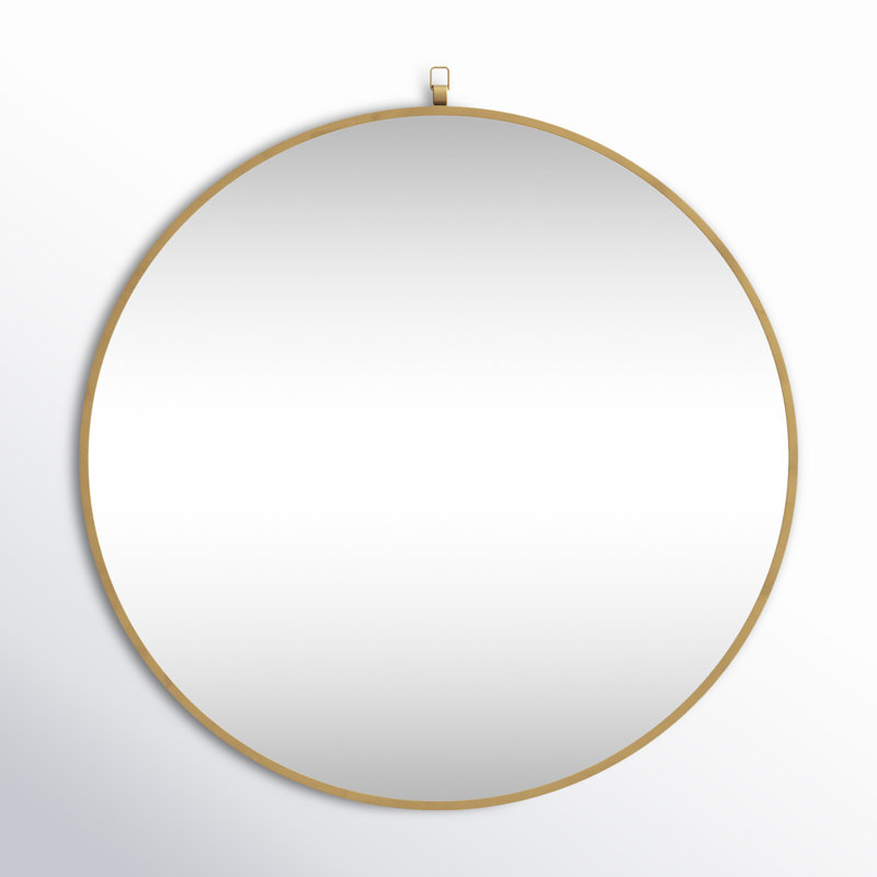 Cassie Metal/Manufactured Wood Round Wall Mirror, 24" x 24", Brass