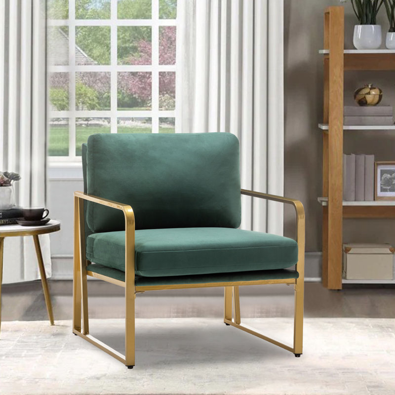 Fauteuil large de 26 po Marchant, Vert, Doré