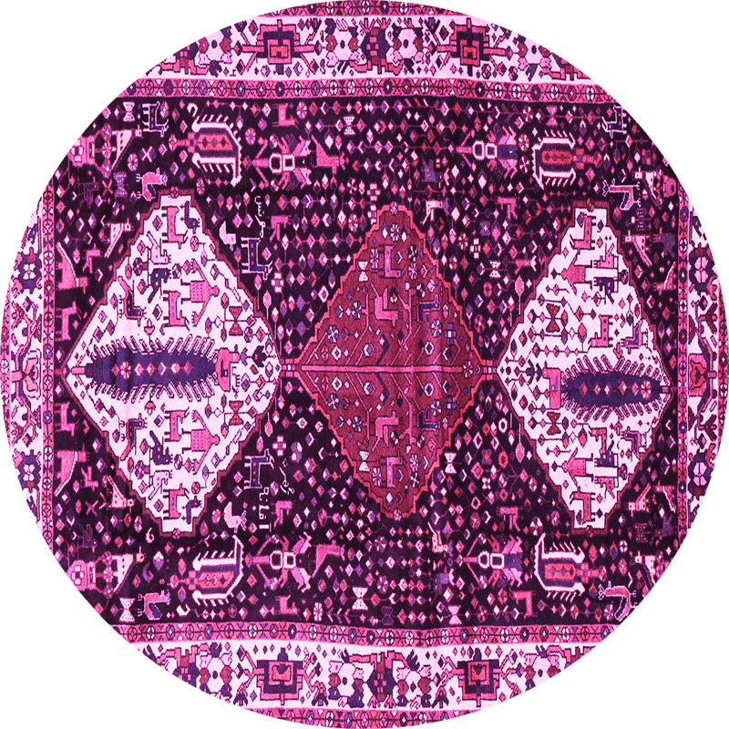 Tapis rose tissé à la machine Southwestern, Rond 5 pi
