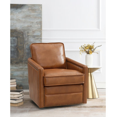 180-degree Rotating Brown Leather Seat - Enhances Seating Experience Accent Chair Ensures Long-lasting Use