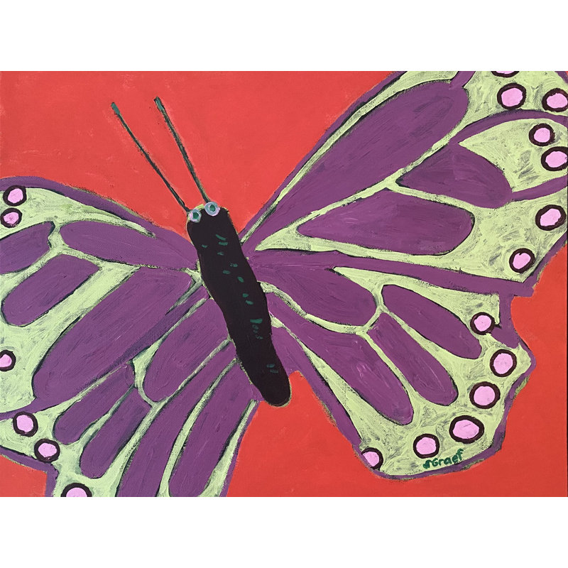 Butterfly by Sue Graef, Black Framed Canvas, 24" H x 32" W