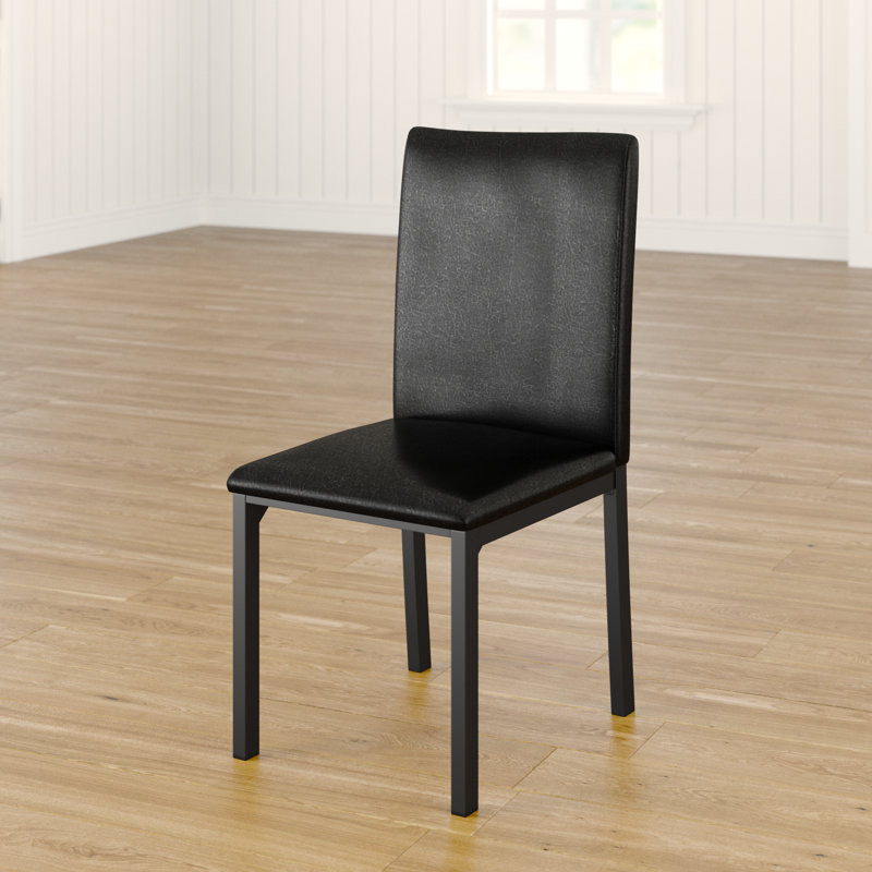 Nydam 18'' H Faux Leather Upholstered Metal Side Chair, Black