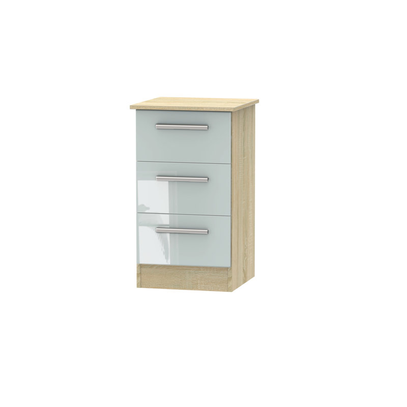 Fully Assembled Chesler 3 Drawer Bedside Table, Duck Egg