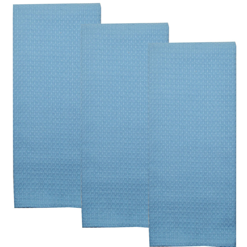 Cotton Waffle Tea Towel Kitchen Towel, Light Blue