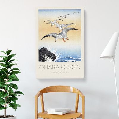 Seagulls Above the Sea Print by Ohara Koson - Wrapped Canvas