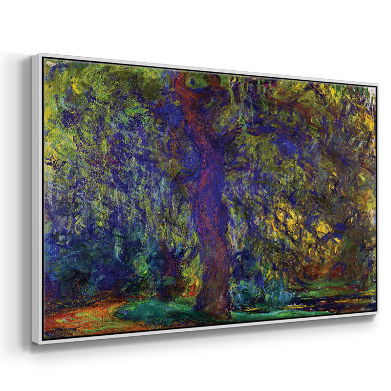 «Weeping Willow 1», reproduction d'art sur toile encadrée 1, H 25 po x l 37 po x P 2 po, Blanc