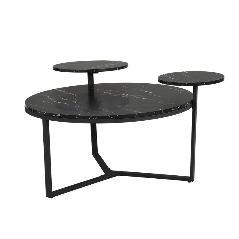 Modern Round Coffee Table with Two Display Shelves
