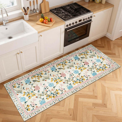 Tapis floral lavable antidérapant Botanical
