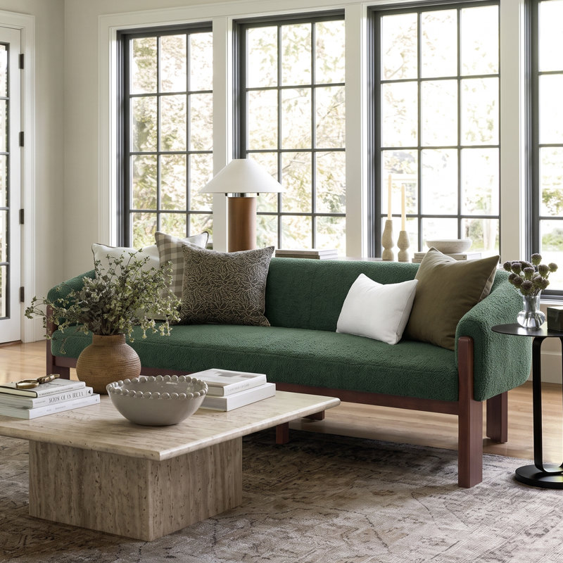 Canapé 3 places Caradon, Green Cushion/Walnut Frame
