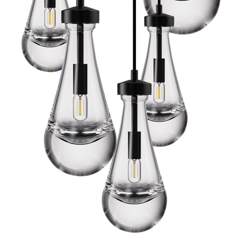 Luminaire suspendu 7 lumières Raindrop, Noir mat