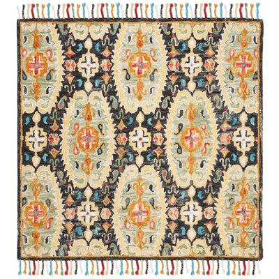 Ferrera Jahiem Hand-Knotted Wool Charcoal Area Rug