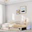 Lit de jour rembourré extensible avec 2 tiroirs de rangement et lumière DEL-240979226