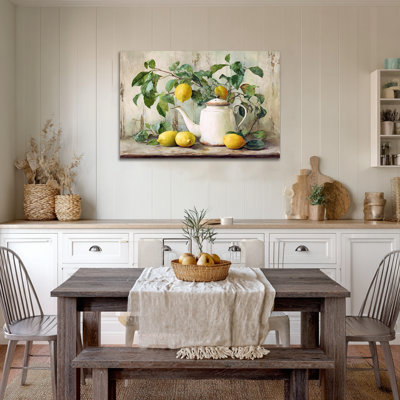 Art mural de citron, art mural sur toile citron, affiche murale de fruits méditerranéen rétro, images de cuisine italienne pour mur, impressions murales de cuisine encadrées prêtes à être accrochées 24 po x 36 po
