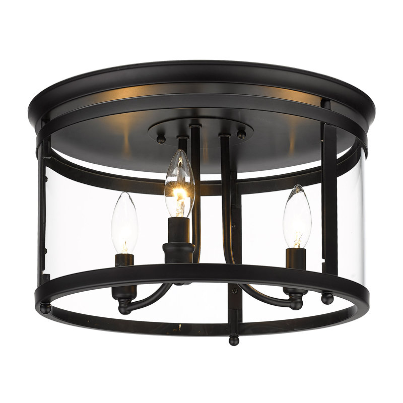 Aarav Glass Flush Mount, Matte Black