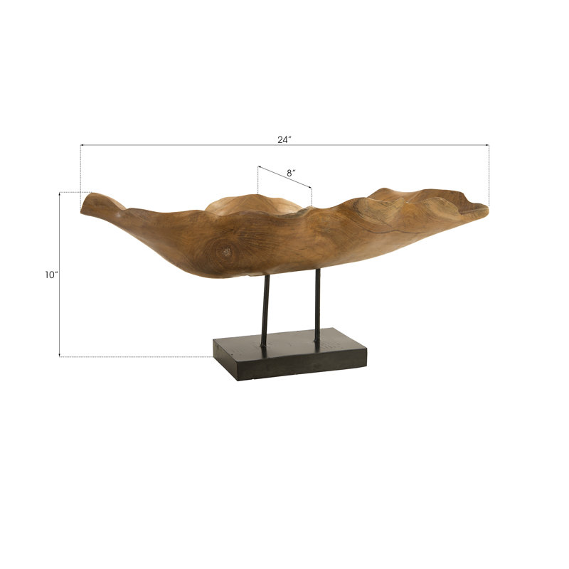 Carved Leaf on Stand Sculpture
