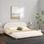 Modern Curved Upholstered Low Profile Platform Bed with Rounded Velvet Headboard for Comfort and Style-4208577