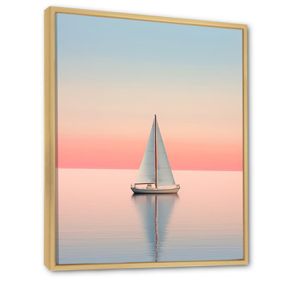 «Blue and Pink Sailling Boat Calm Horizon» sur impression sur toile