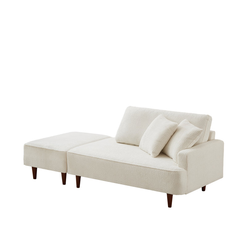 72" Modern Teddy Fabric Right-Arm Recliner Chair With Ottoman And Throw Pillows For Living Room, Bedroom, And Reading Room