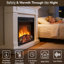 Foyer électrique encastrable 26 po, chauffage ultra-mince, bûche, flamme réaliste, télécommande, chaleur de 1400 W, 5 000 W, 11 réglages de température, 4 réglages de luminosité de la flamme, double insert de protection avec