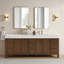 Meuble-lavabo double Frederica de 213 cm (84 po) en épicéa brun vieilli avec comptoir en pierre composite et miroir-897098959-897098963-945877024