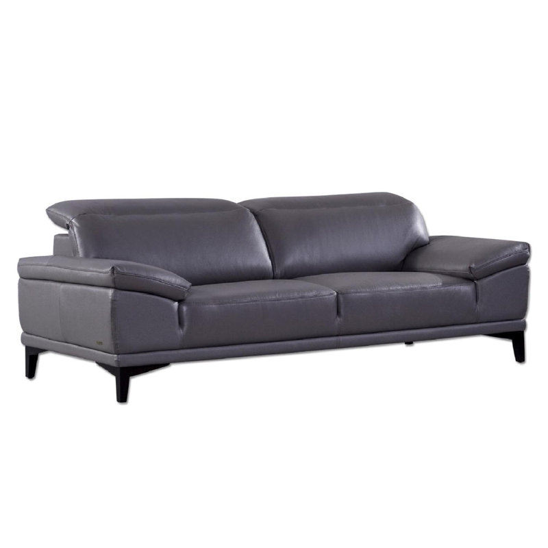Butcombe Leather Match Pillow Top Arm Sofa, Gray Leather Match, 38"H x 85"W x 41"D