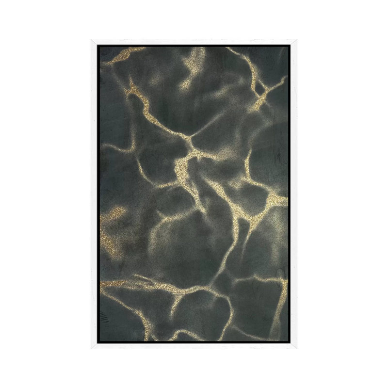 Golden Fluidity I by Marcus Prime - Painting on Canvas, 101.6cm H x 66.04cm W x 3.81cm D, White Framed