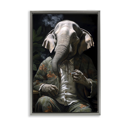 Toile flottante encadrée «Elephant Smoking» par r3darch0n