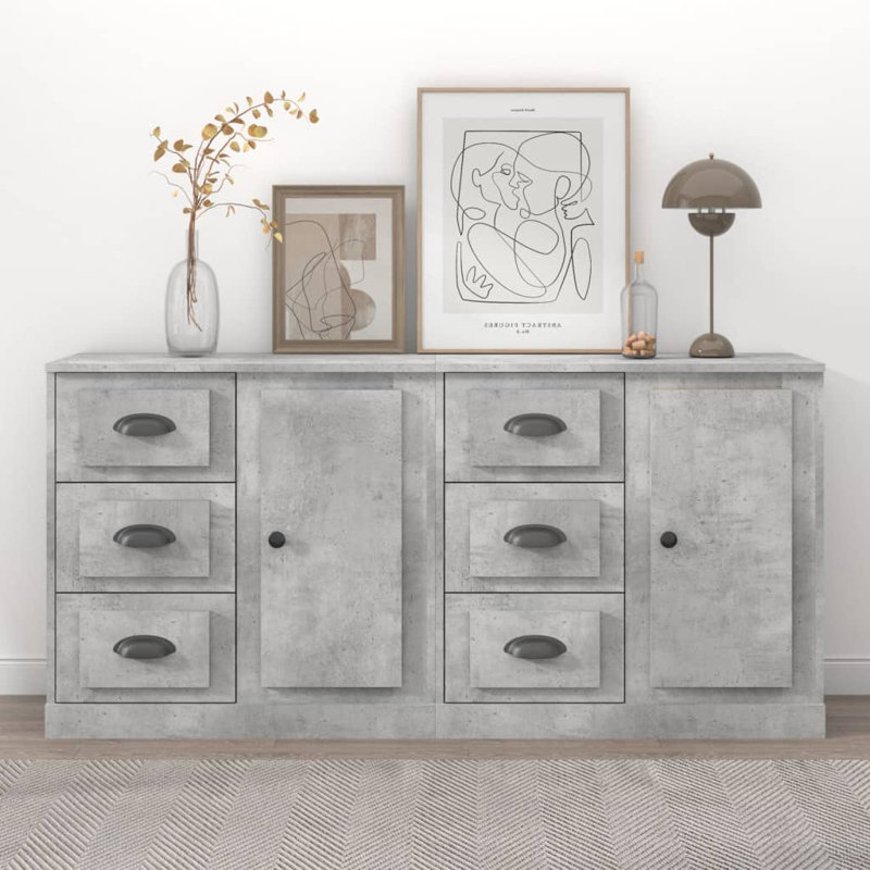 Whitham Sideboards 2 pcs Engineered Wood, Concrete Grey