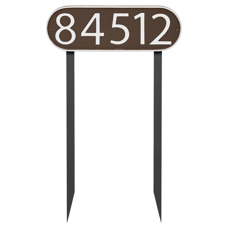Enseigne d’adresse pour pelouse sur 1 ligne, Blanc, Oui, Cuivre