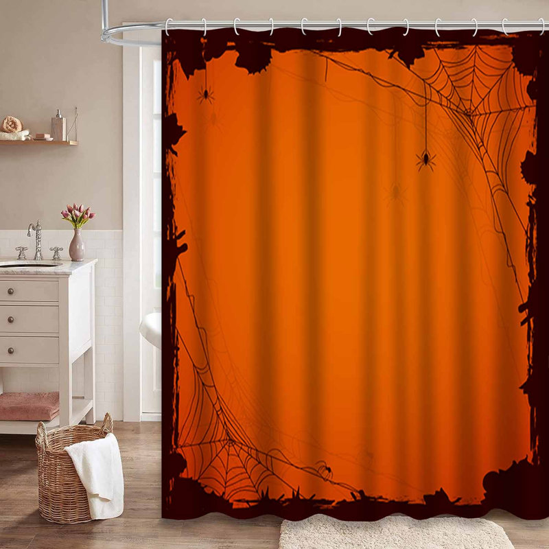 Rideau de douche Grunge Halloween Spiders noir avec 12 crochets, L 72 po x l 84 po