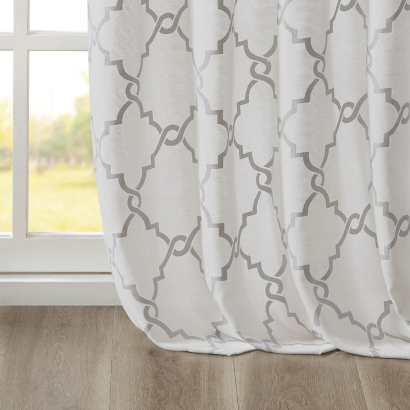 Panneau de rideau à œillets Frwork, L 50,09 po x L 84,09 po, Ivoire / Gris