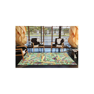 Tapis décoratif moderne à motif géométrique mixte