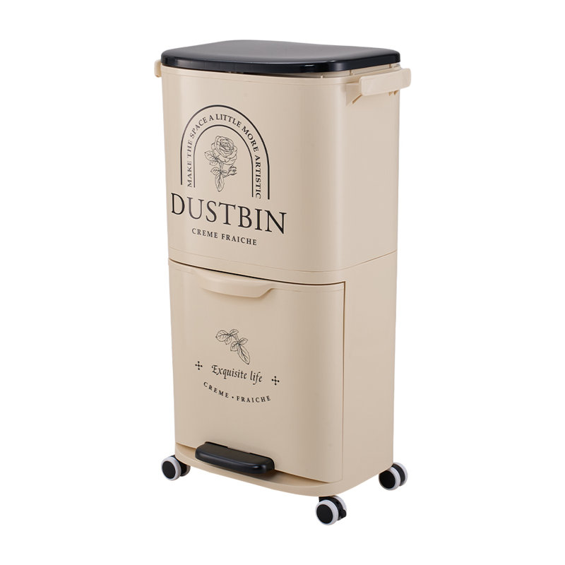 PP Manual Lift Waste Bin - 3.5L, Cream
