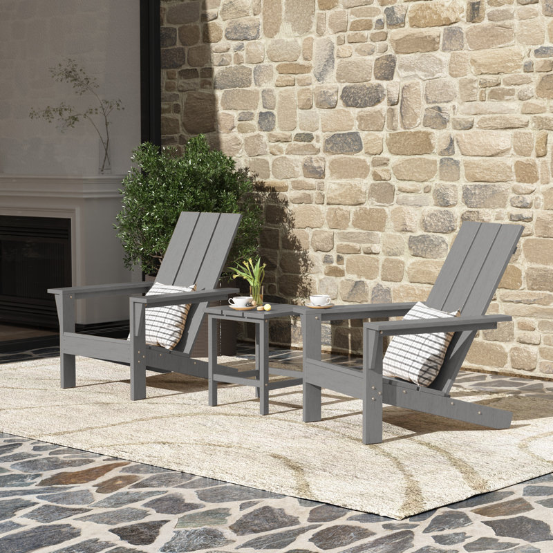 Chaise Adirondack en PEHD toutes saisons Godin avec table, Gris