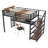 Loft Bed With Desk And Storage Stairs, Metal Loft Beds With LED Lights, USB Ports, Multifunctional Iron Nets, No Spring Box Needed And Noise-Free, Black-692708230