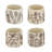 Set Of 4 Sand And Cement Planters With Botanical Motifs