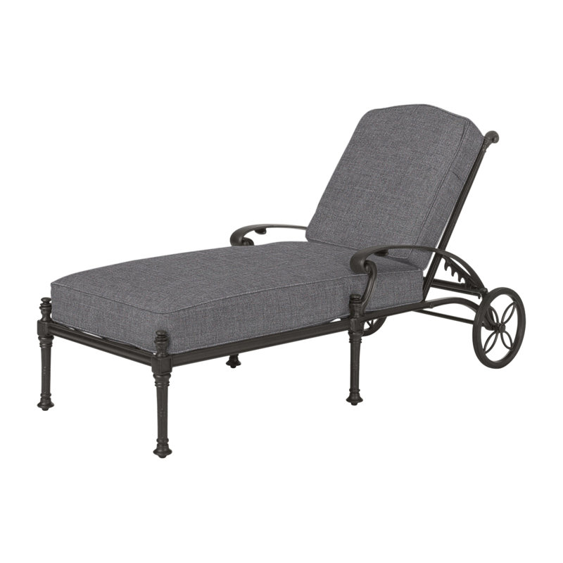 Florence Outdoor Chaise Lounge, Cast Slate Sunbrella® Plainweave, Desert Bronze