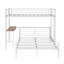 Structure de lit superposé simple au dessus d'un lit double en métal robuste avec échelle pratique et tablette de rangement, solution moderne pour économiser de l'espace pour les enfants et les adultes, assemblage facile, finition blanche, taille simple / double