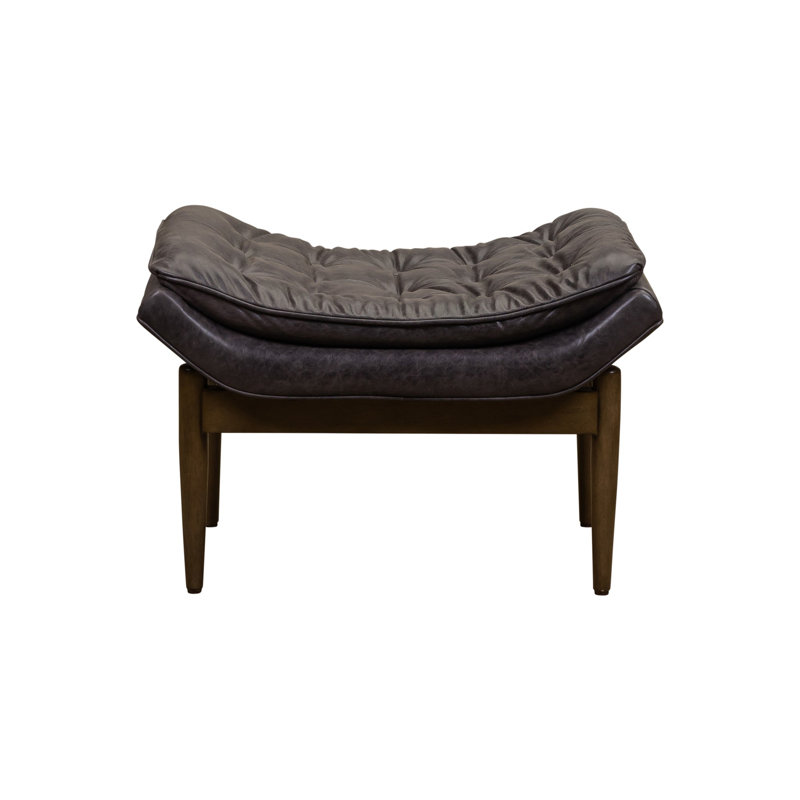 Verona Ottoman in Morgan Flax, Liquor, Dark Brown Wood