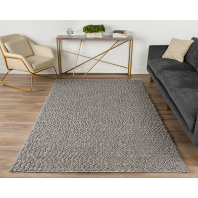Tapis gris en laine crocheté à la main Amaty