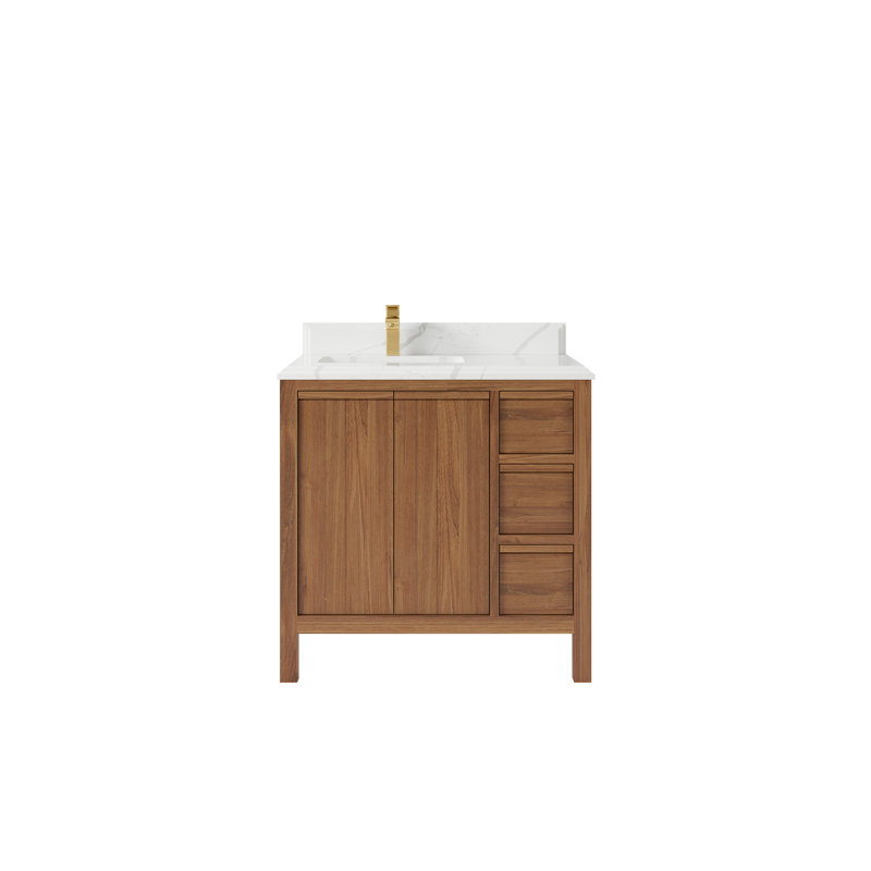 Teck Elizabeth 36 po X P 22 po Meuble-lavabo de salle de bain D, Calacatta Laza
