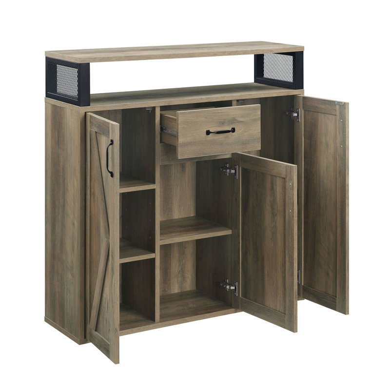 Buffet rustique avec 3 portes, armoire, Brun
