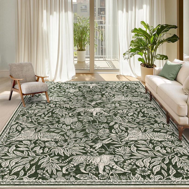 Animal Print Machine Washable Rug for Living Room Indoor Carpet for Home Decor Aesthetic Non-Slip Modern Rug for Bedroom Dining Room Office Nursery Playroom Teen Dorm