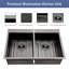 Évier de cuisine à double cuve à montage sur plan - Évier de cuisine à double cuve en acier inoxydable de calibre 16 avec deux cuves profondes de 33 po x 22 po x 9 po