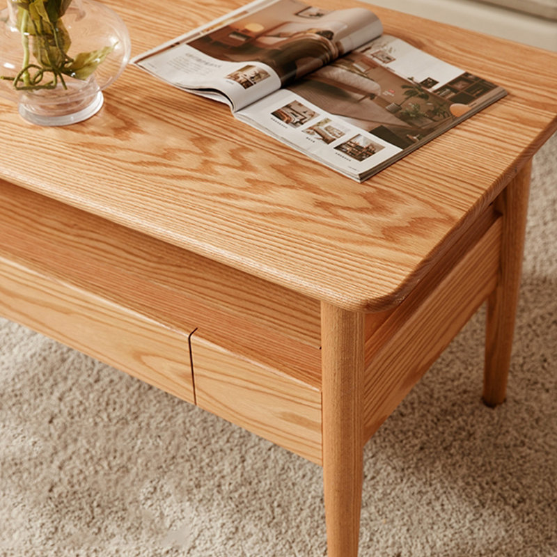 Simple rectangular solid wood coffee table, 23.8" H x 39.4" L x 21.7" W