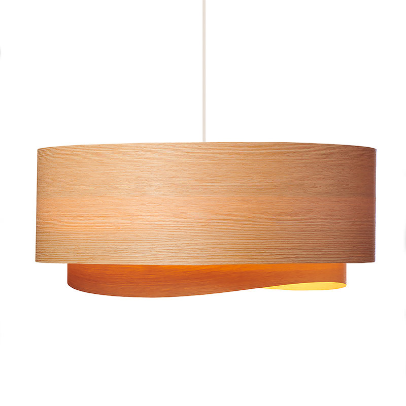 Half Bowen 17.5" Mid Century Modern Chandelier, White Oak, 13"H x 17.5"W x 17.5"D