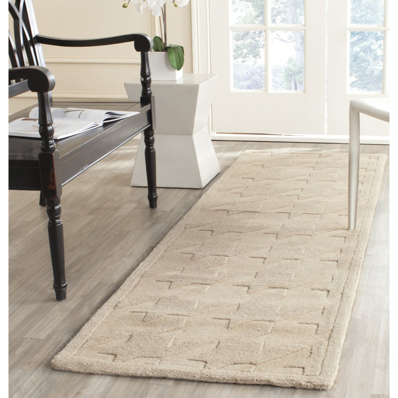 Beige Hand Tufted Wool Runner Rug