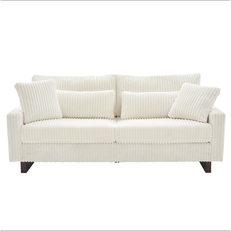 Canapé moderne avec causeuse 80,3 po et quatre coussins pour le salon, Beige