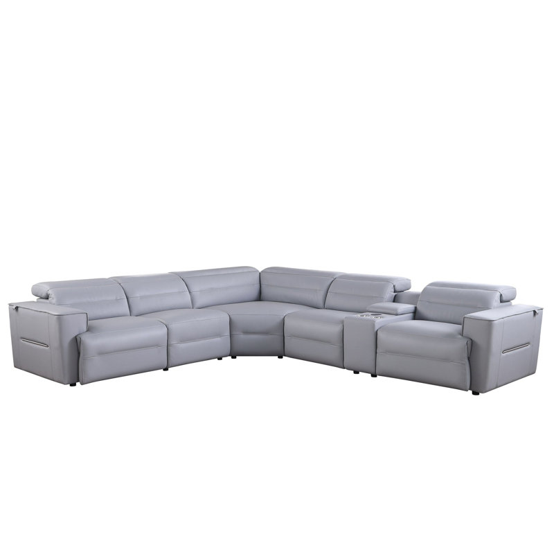 Canapé modulaire inclinable électrique 6 pièces Nexus, Bleu clair