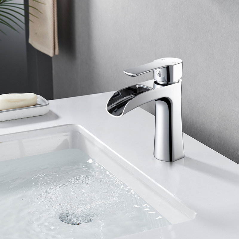 Tatcha Single Hole Single-Handle Waterfall Bathroom Faucet, Polished Chrome